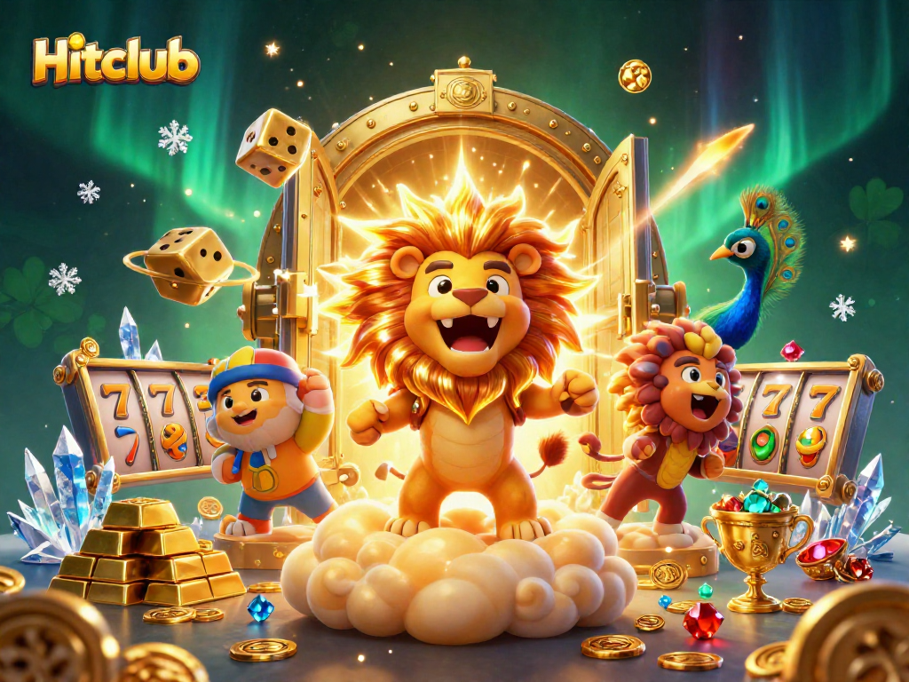 Hitclub presents an exciting gaming experience with vibrant visuals and engaging characters in a casino-themed illustration.
