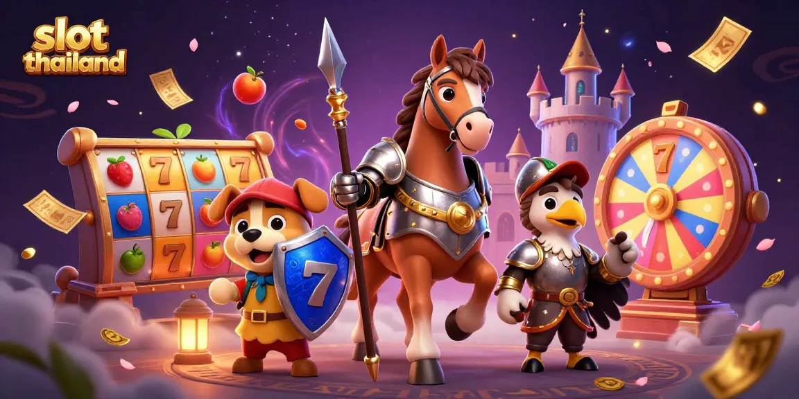 Engage with slot thailand through dynamic 3D cartoon gaming visuals featuring slots and lucky symbols.