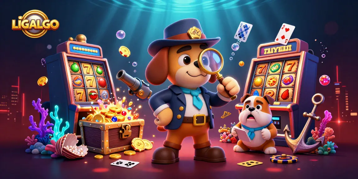 LIGALGO showcases a thrilling 3D illustration of a detective uncovering clues in the online slot world.