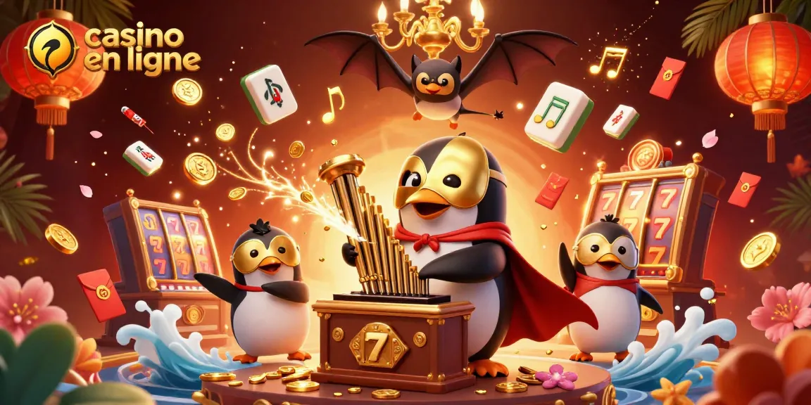 Un jeu captivant de casino en ligne avec un pingouin jouant de l'orgue et des éléments de jeu pour une expérience immersive
