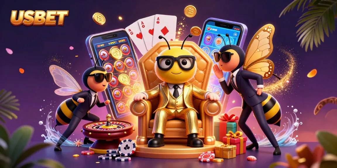 Experience the thrill of gaming with USBET's vibrant casino illustration featuring exciting elements.