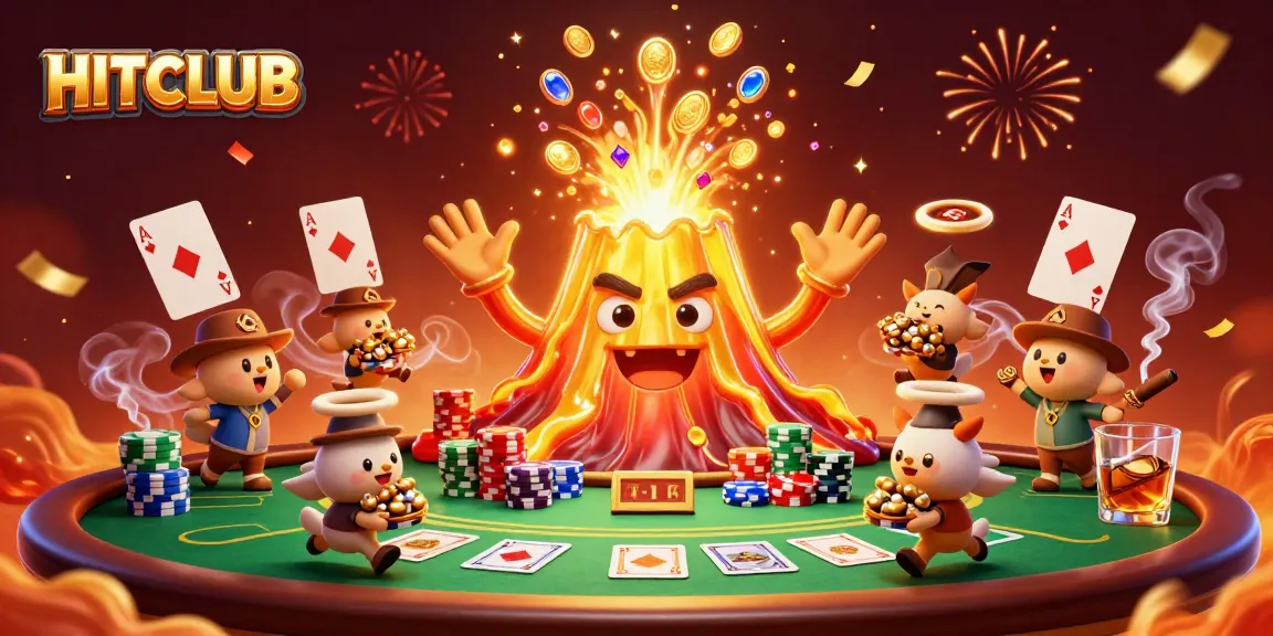 Experience the thrill at HITCLUB with this vivid illustration of a casino eruption of excitement!