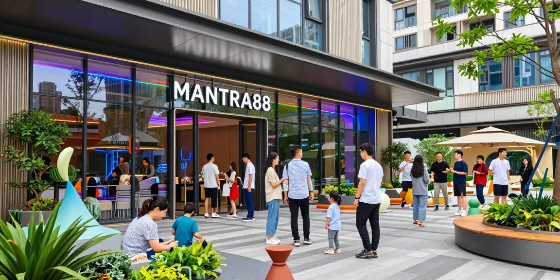 Vibrant community at MANTRA88 commercial entertainment center, showcasing modern architecture and lively atmosphere.