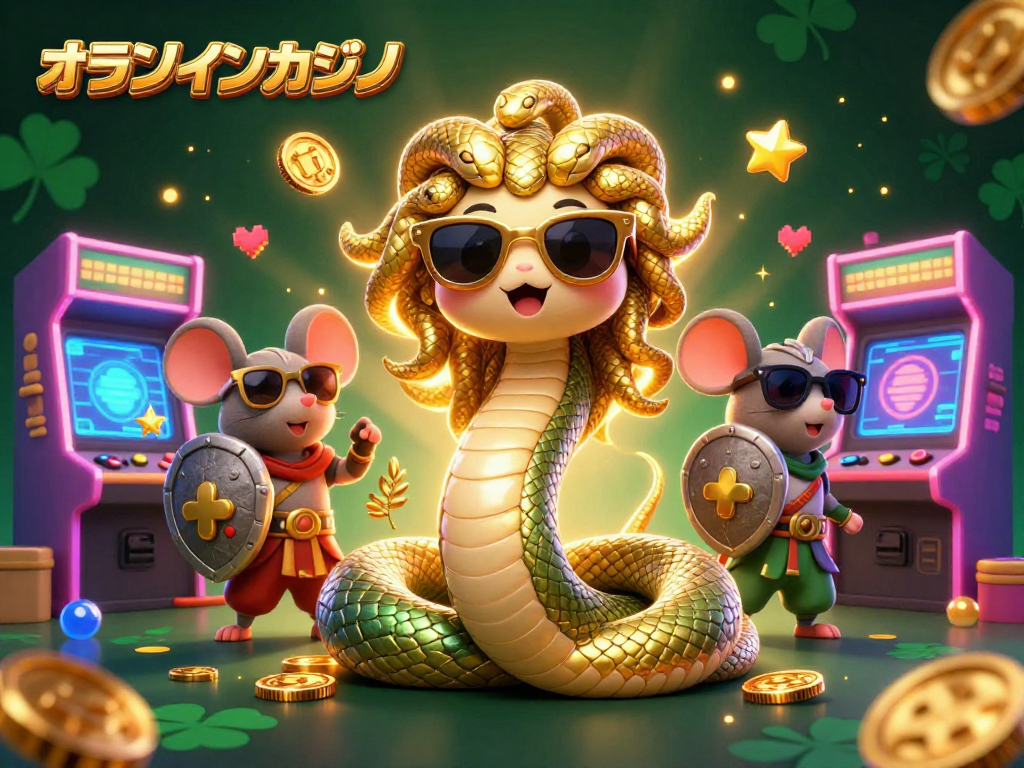 オンラインカジノのアプリでスロットやカードゲームを楽しむシーンのイラスト