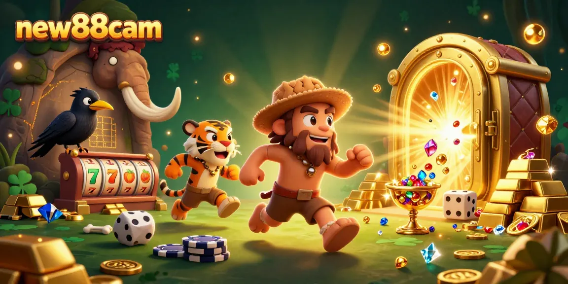 Experience thrilling wins at new88cam's casino with vibrant gaming elements and lively characters.