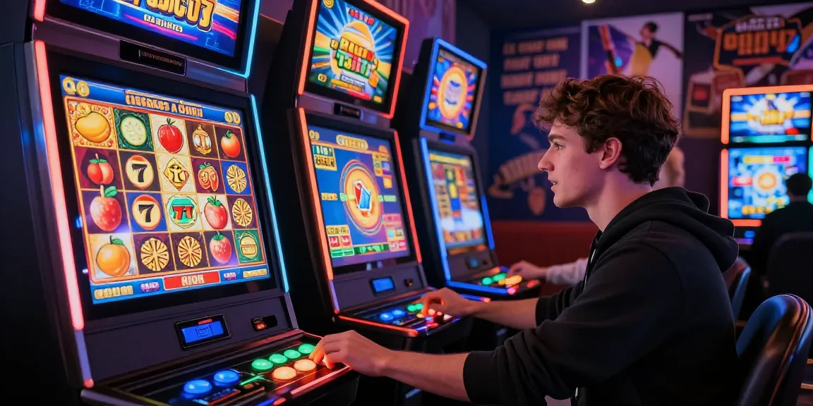 Player engaged in online gaming at a digital slot machine featuring slot 777, colorful graphics, and an exciting atmosphere.