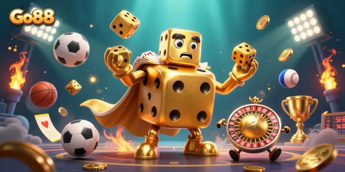 Go88 gamblers strategizing their wins with a dynamic 3D casino scene filled with winning elements.