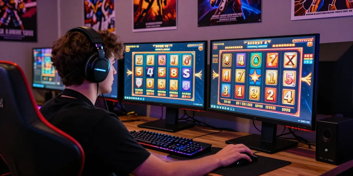 Player engaging with thrilling online slot games, showcasing vibrant graphics.