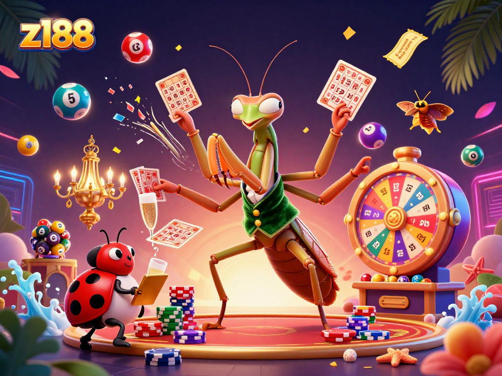 Experience thrilling gameplay with z188's colorful lottery balls animating the online casino scene.