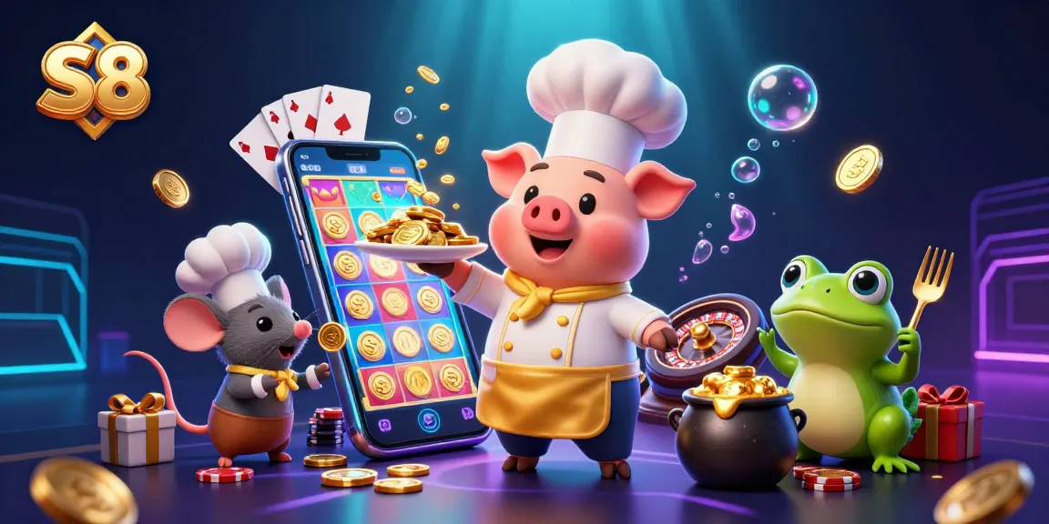 Experience thrilling gaming at S8 with vibrant slot games and gold coins.