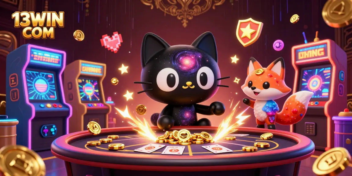 Engage in thrilling gaming at 13WIN COM with vibrant characters in a cosmic casino!