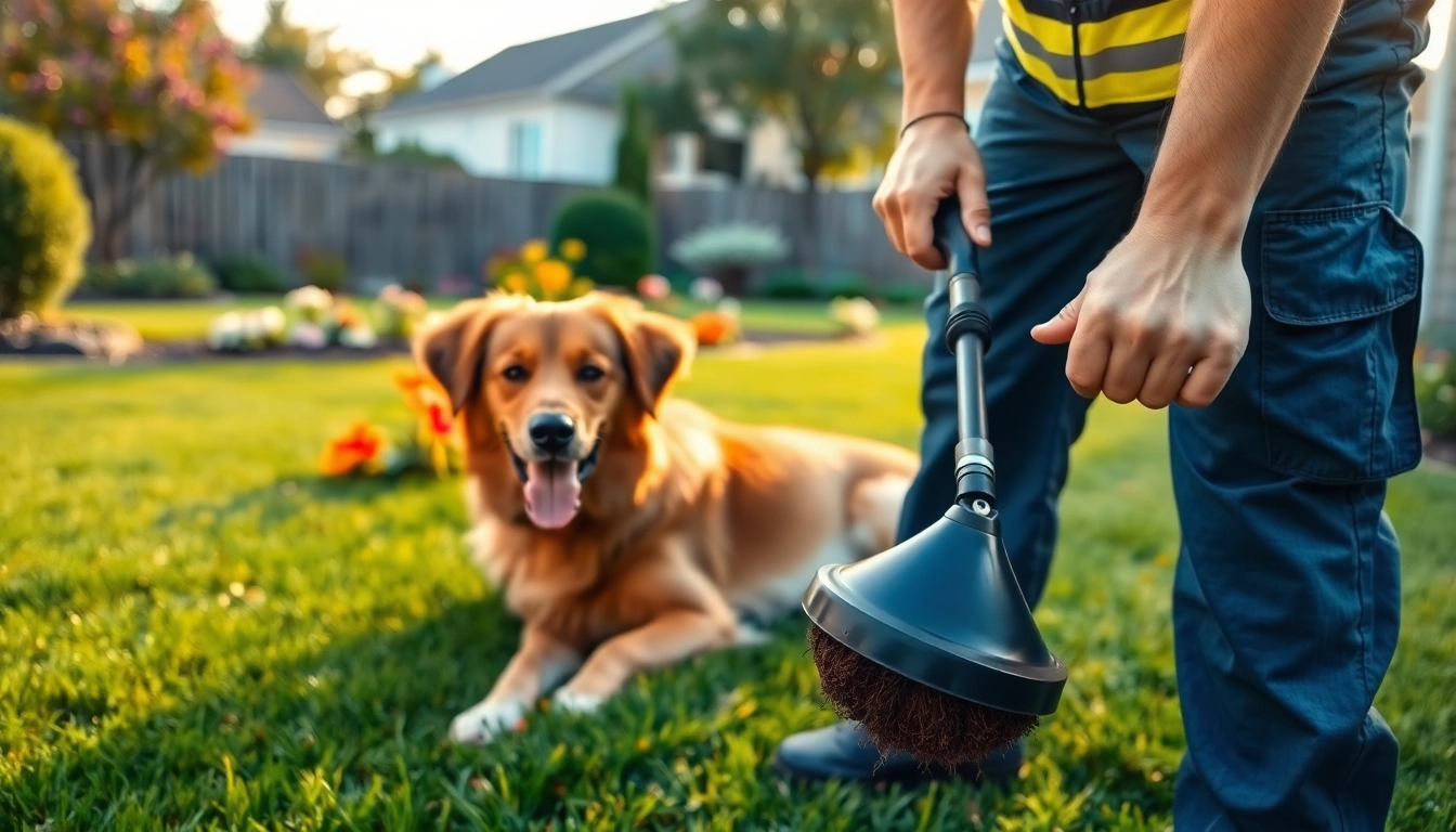 Efficient residential dog waste removal service in a clean backyard setting.