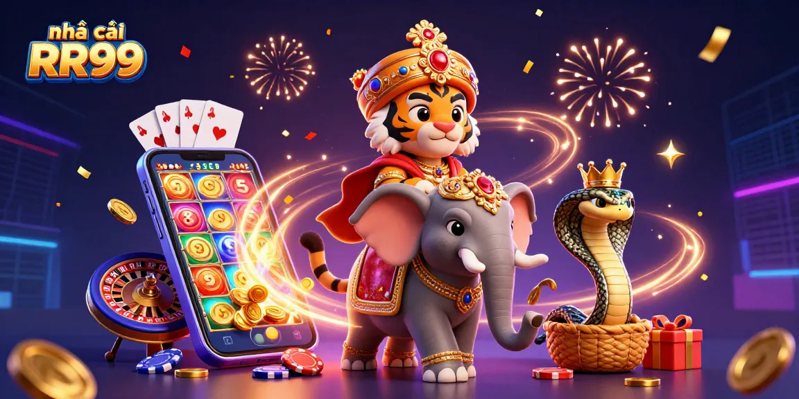 Experience thrilling games at nhà cái RR99 - vibrant casino action with playful characters.