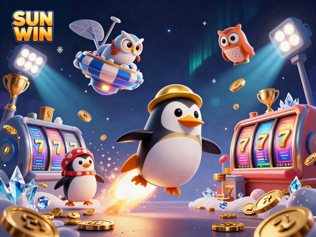 Spin the reels with SUN WIN's thrilling slot experience, featuring golden penguin and dynamic visuals.