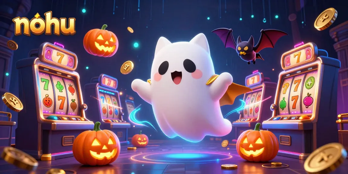 Experience thrilling gaming at nohu with a ghost cat and bat in a haunted casino!