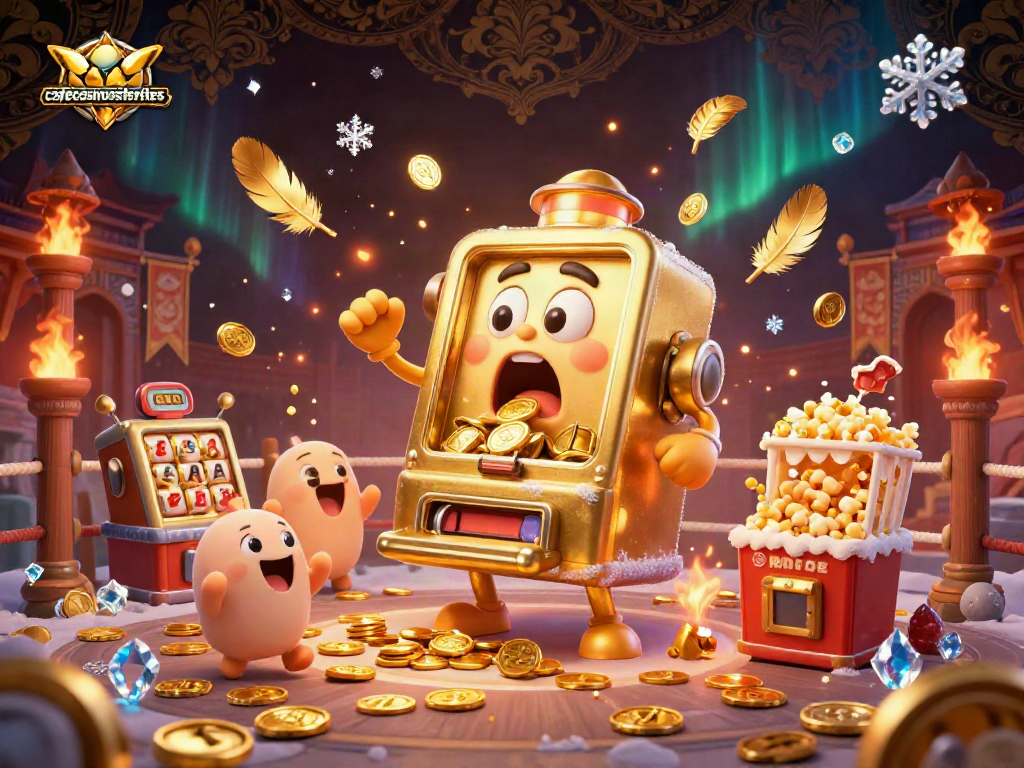 Spin jackpots at cafecasinosistersites with lively 3D cartoon slot machine illustrations celebrating wins and cheer.