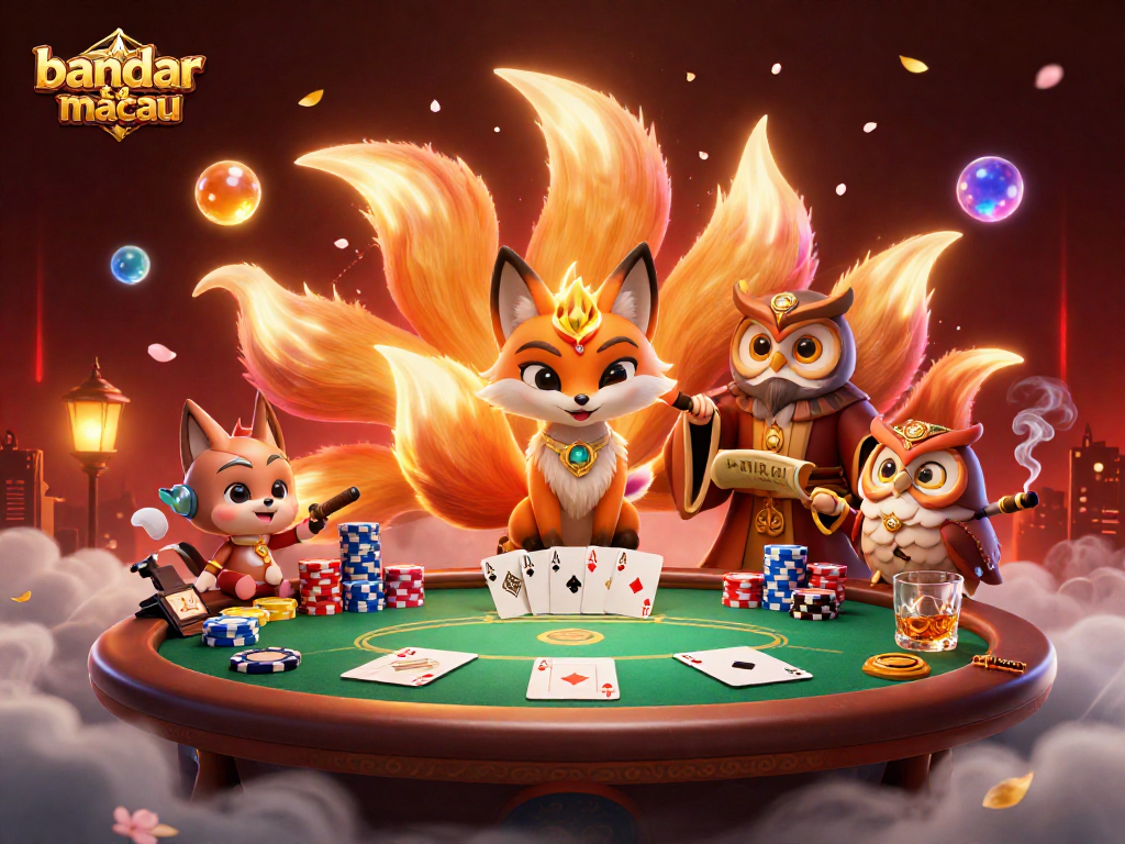 Experience vibrant gameplay at bandar toto macau with glowing characters and colorful casino elements in this stunning illustration.