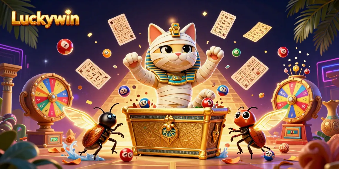 Experience Luckywin's vibrant lottery scene with dynamic characters and rich casino elements.