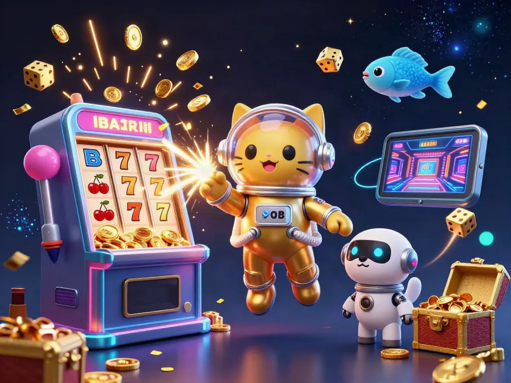 Menyambut peluang menang besar di situs slot dengan kucing astronot 3D dan anjing robot.