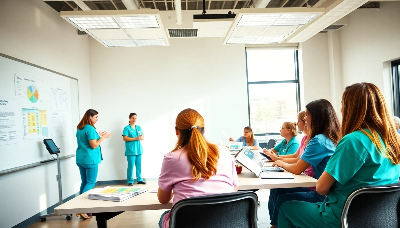 Engaged nursing students in an in person Nclex review in Houston collaborative study session.