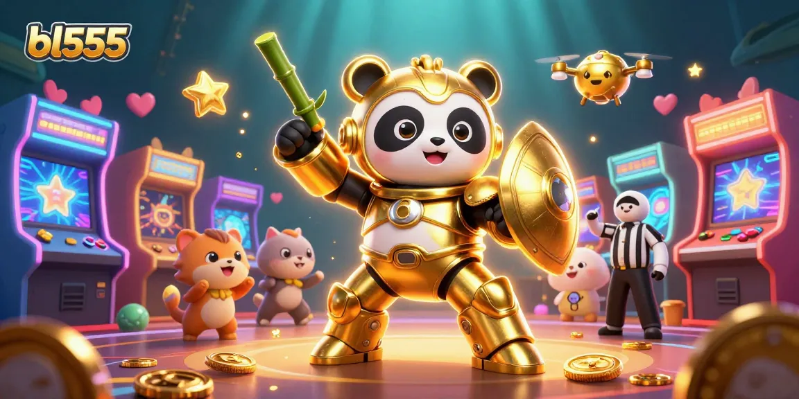 Experience excitement at bl555 with golden panda and arcade gaming elements in a dynamic arena.