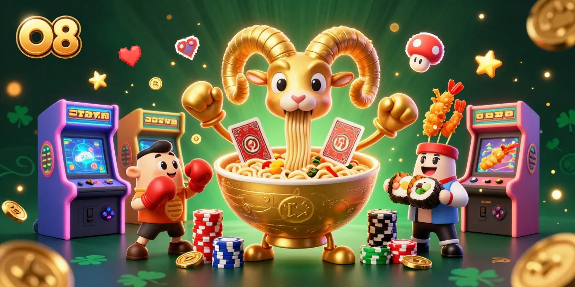 Engage in thrilling O8 casino adventures with vibrant characters and arcade elements.