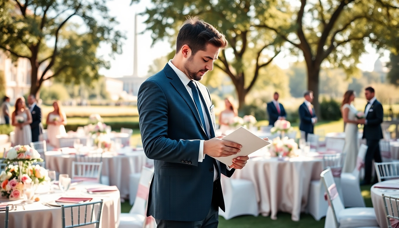 Expert Washington dc wedding coordinator organizing a stunning outdoor wedding in vibrant DC setting.