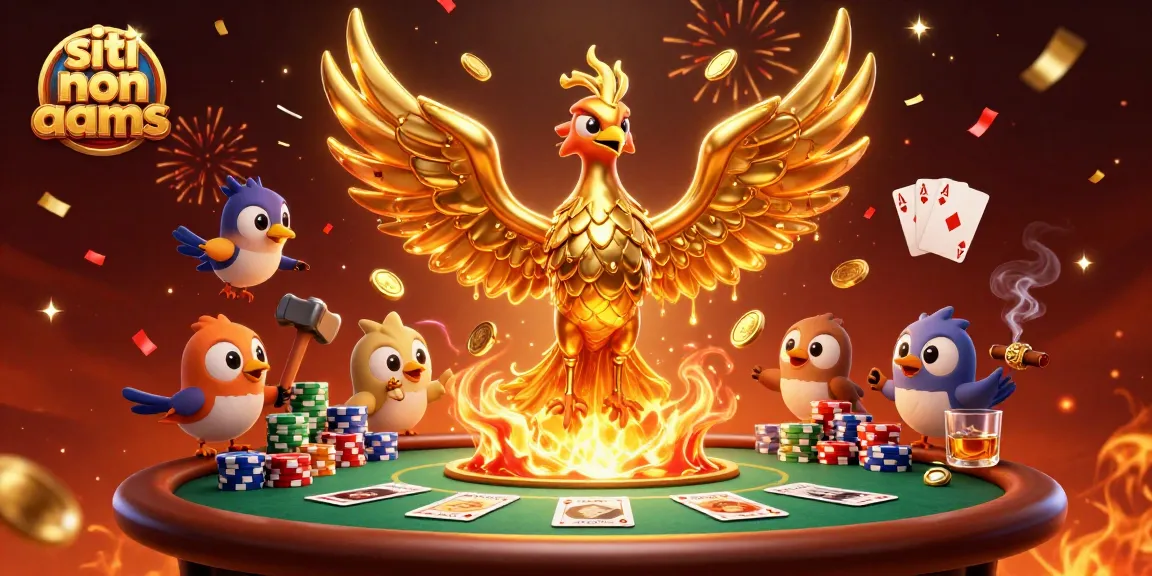Scommettere sui siti non AAMS attraverso un'illustrazione dinamica con un fenice dorata e tavolo da poker