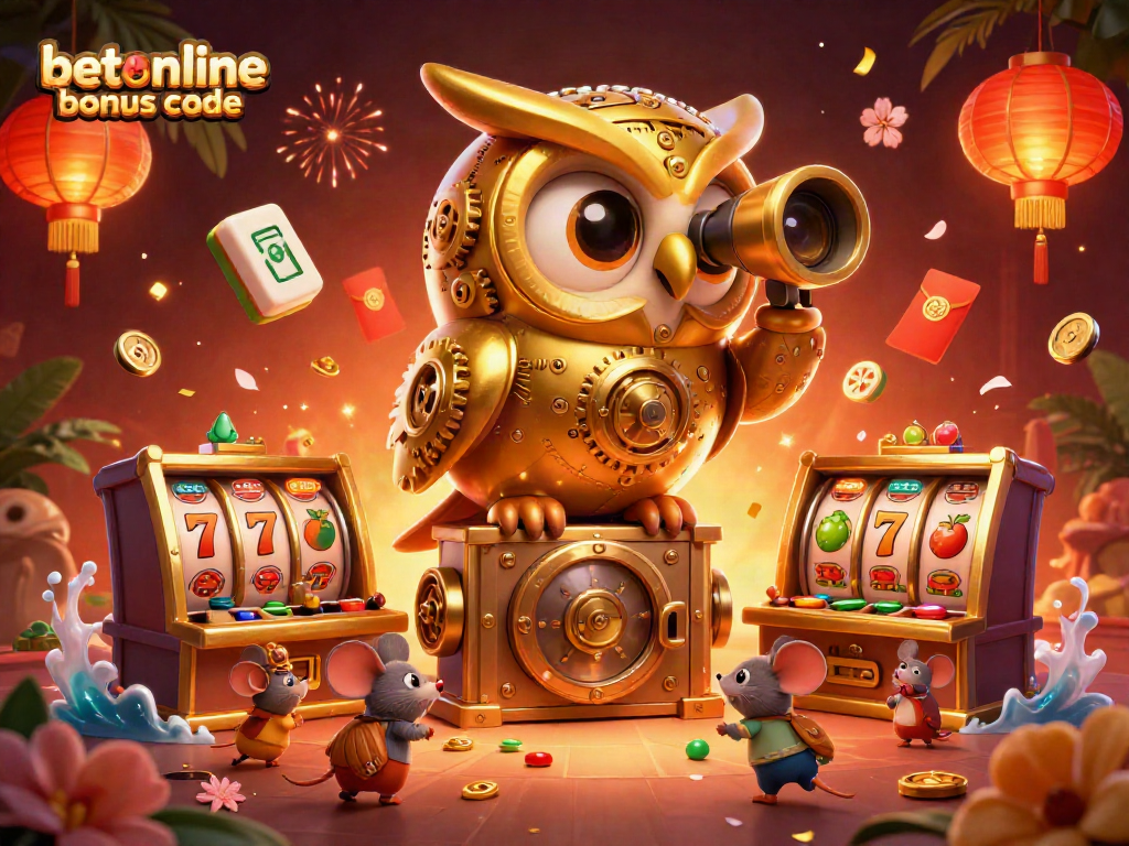 Experience the excitement of betting with the betonline bonus code in a vibrant casino scene packed with characters and dynamic elements.