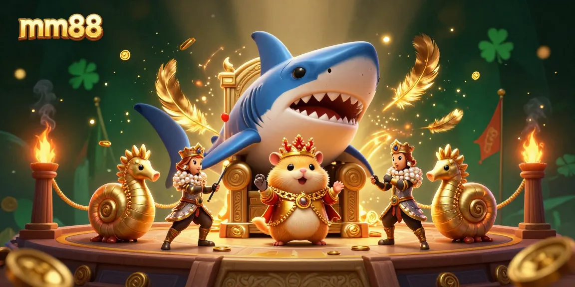 Engage with mm88's thrilling world of dynamic gambling where a fierce golden hamster king rules a vibrant casino