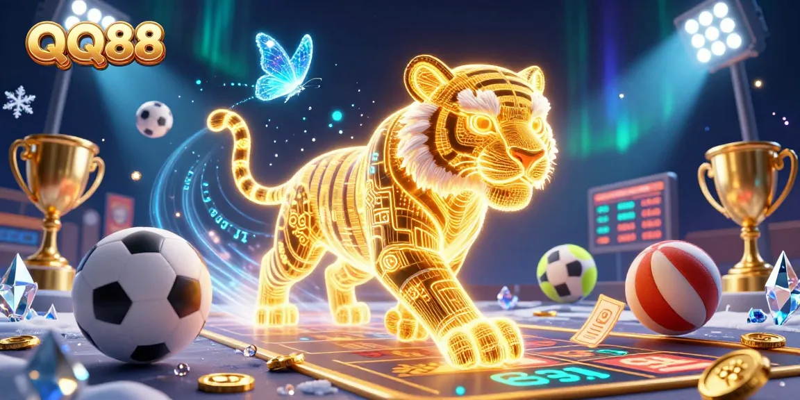 Betting enthusiasts immerse in QQ88's vibrant digital casino with engaging neon elements.