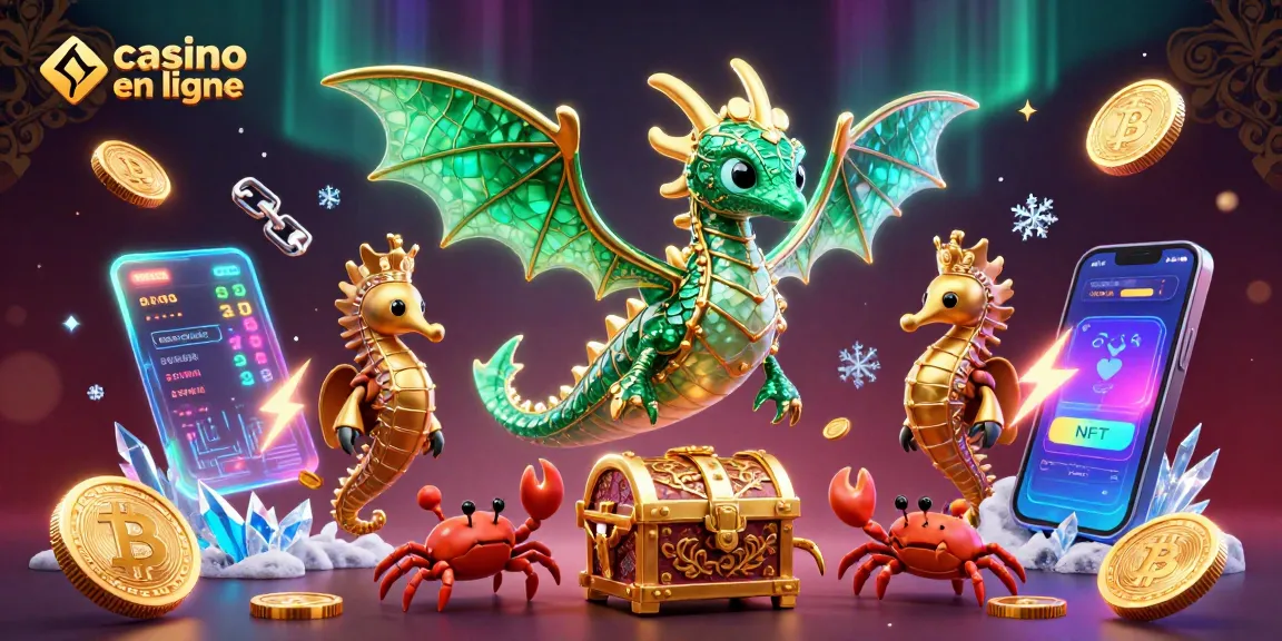 Jouez au casino en ligne avec des dragons en mer illuminés et des monnaies numériques brillantes.