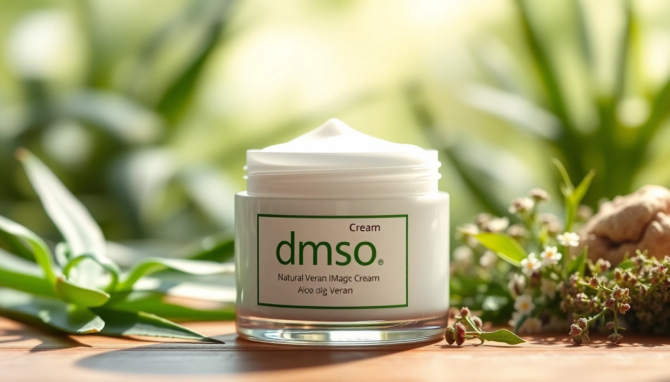 Discover dmso cream surrounded by natural ingredients for a soothing skincare experience.