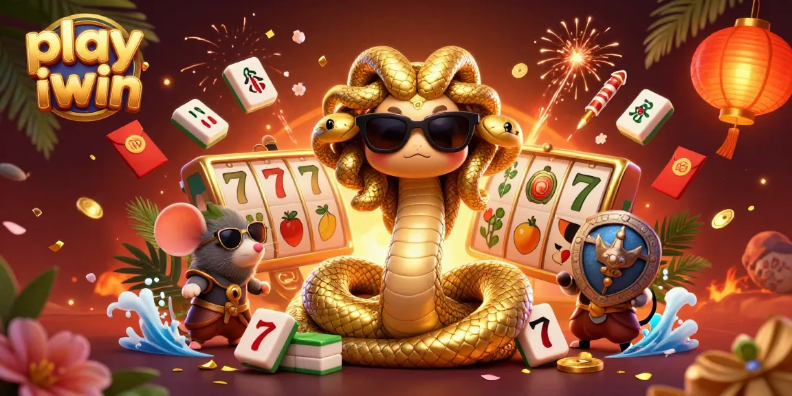 Play iwin with Medusa and a warrior mouse winning big at slots surrounded by vibrant game elements.
