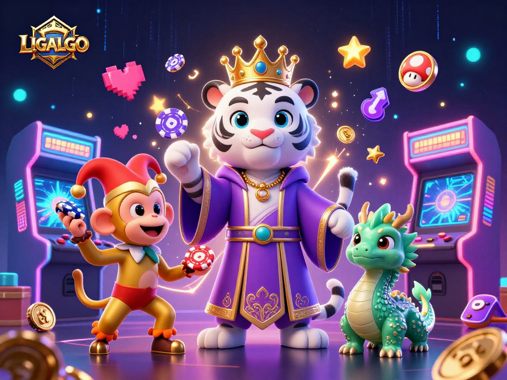 LIGALGO enhances gaming thrills with vibrant cartoon characters and dynamic casino elements.