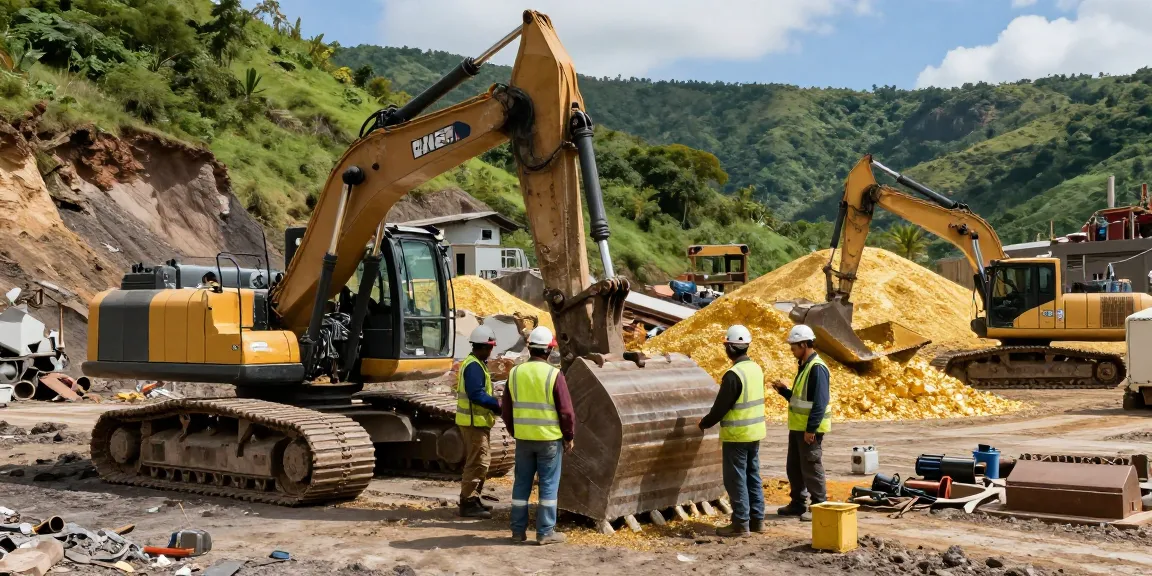 NAGA2000 machinery in action at a gold mining site with skilled workers operating equipment.