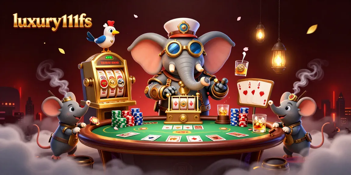 Experience thrilling action with luxury111fs as the steampunk elephant spins the slot machine for big wins.