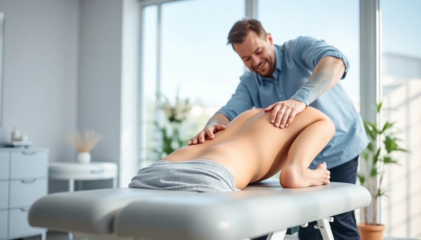 Chiropractor near me providing an adjustment in a bright, welcoming clinic environment.