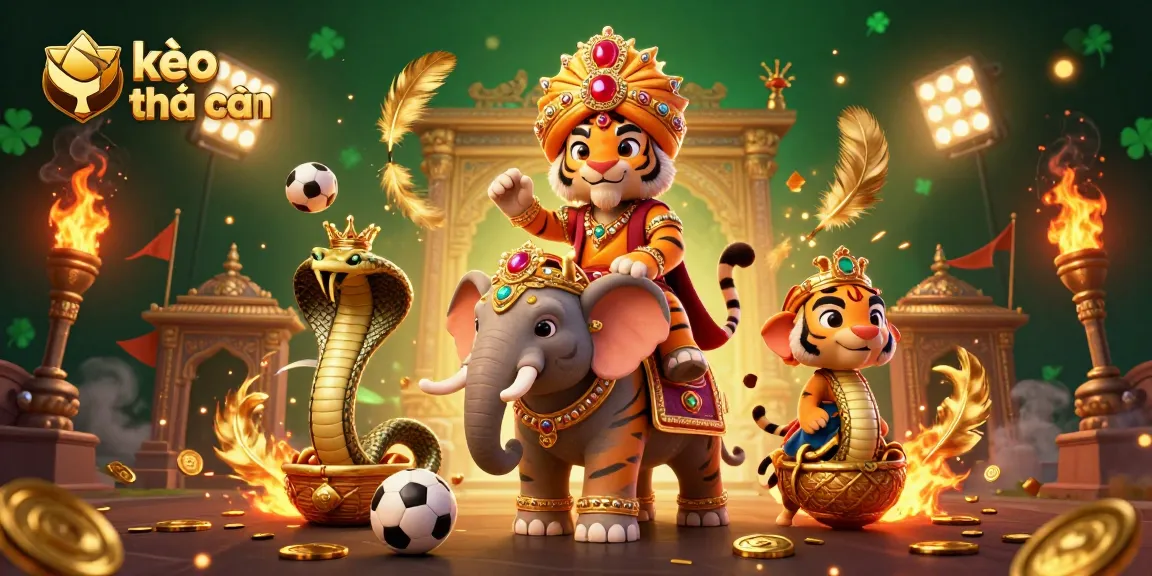 Engage in thrilling sports betting with kèo nhà cái, featuring a royal maharaja and jewel elephant.