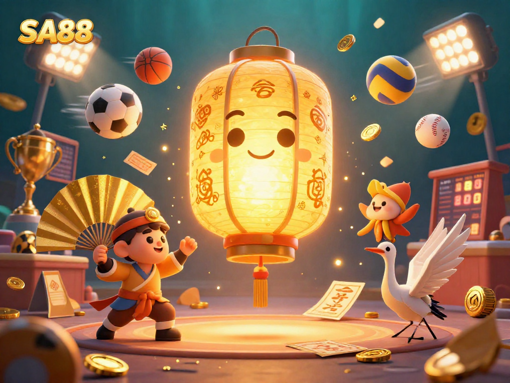Experience thrilling betting at SA88 with illuminated spirits and dynamic sports elements.
