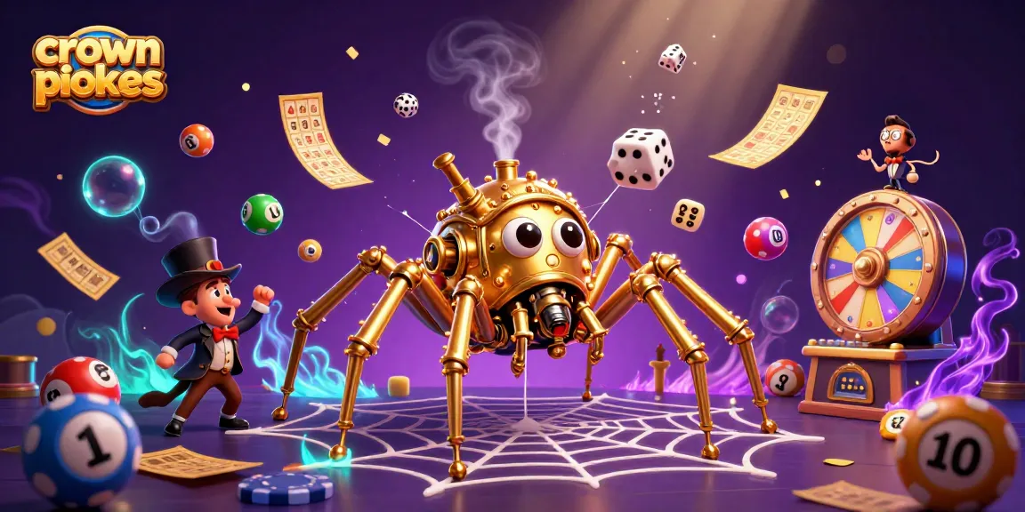 Engage with crown pokies amidst a vibrant, dynamic casino-themed 3D illustration filled with lucky game elements.