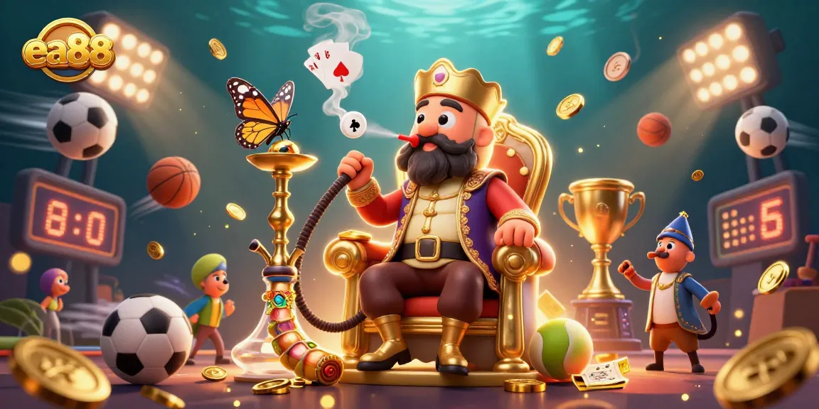 Win big at ea88 with an exciting gambling scene featuring dynamic sports elements and a friendly sultan caterpillar.